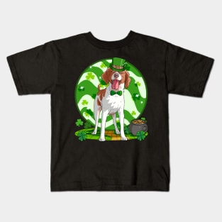 Brittany Dog St Patricks Day Leprechaun Kids T-Shirt